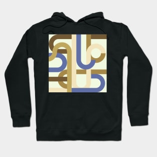 Abstract vintage geometric pattern brown blue Hoodie